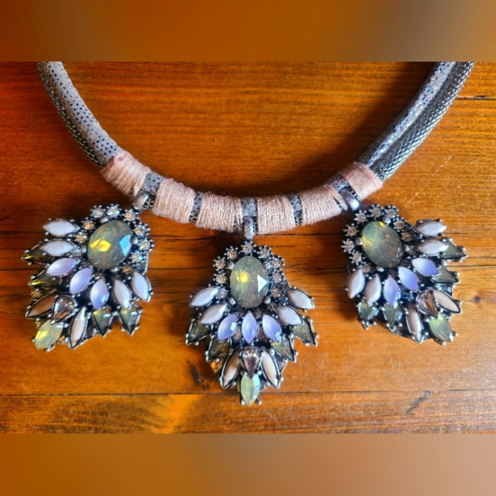 Large Crystal Statement Necklace - image 3